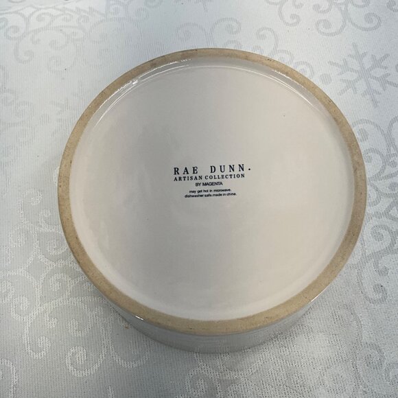 Rae Dunn Ceramic "Chow Down" Pet Bowl Blue Interior - Picture 3 of 4